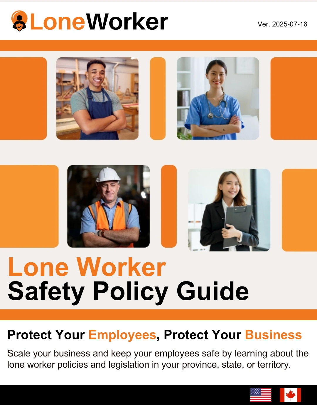 Lone Worker Safety Policy Guide Brochure text read “protect your employees, protect your business”